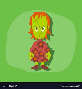 Paper sticker on stylish background zombie woman vector image