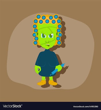 Paper sticker on stylish background zombie woman vector image