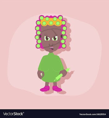 Paper sticker on stylish background zombie woman vector image