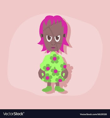 Paper sticker on stylish background zombie woman vector image