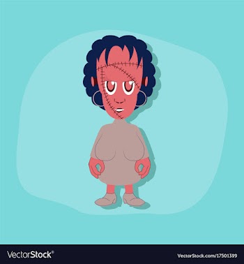 Paper sticker on stylish background zombie woman vector image