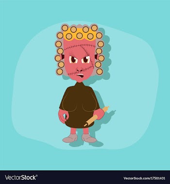 Paper sticker on stylish background zombie woman vector image
