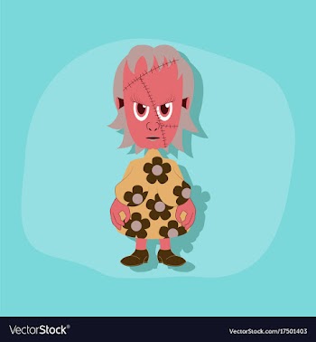 Paper sticker on stylish background zombie woman vector image