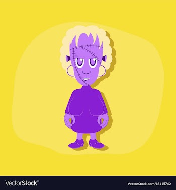 Paper sticker on stylish background zombie woman vector image