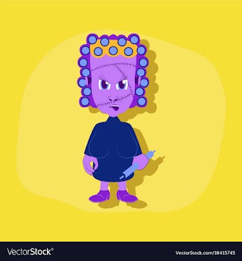 Paper sticker on stylish background zombie woman vector image