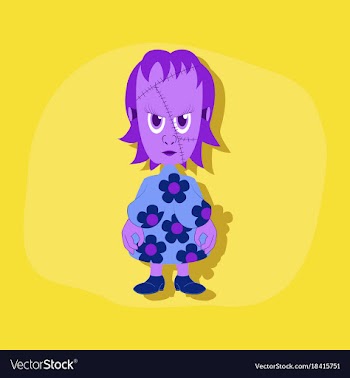 Paper sticker on stylish background zombie woman vector image