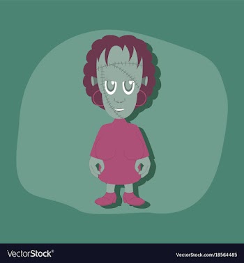 Paper sticker on stylish background zombie woman vector image