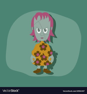 Paper sticker on stylish background zombie woman vector image
