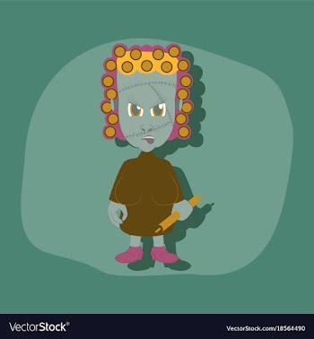 Paper sticker on stylish background zombie woman vector image
