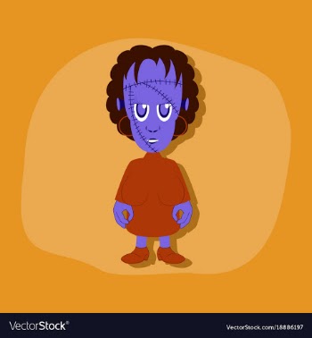 Paper sticker on stylish background zombie woman vector image