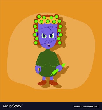 Paper sticker on stylish background zombie woman vector image
