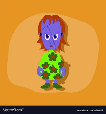 Paper sticker on stylish background zombie woman vector image