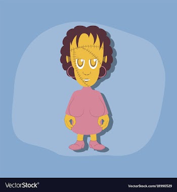 Paper sticker on stylish background zombie woman vector image