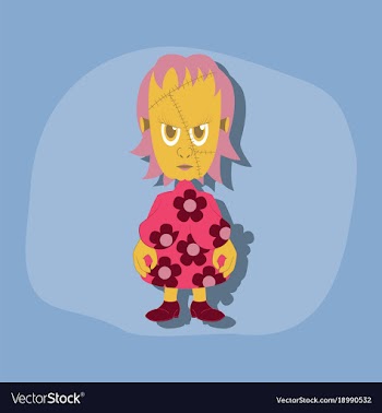 Paper sticker on stylish background zombie woman vector image