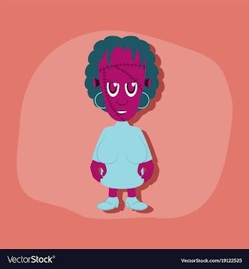 Paper sticker on stylish background zombie woman vector image