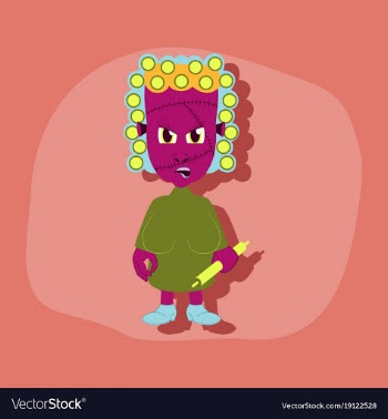 Paper sticker on stylish background zombie woman vector image