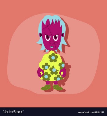 Paper sticker on stylish background zombie woman vector image