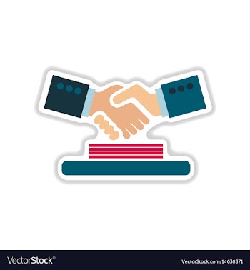Paper sticker on the white background handshake vector image