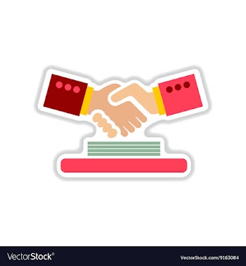 Paper sticker on the white background handshake vector image
