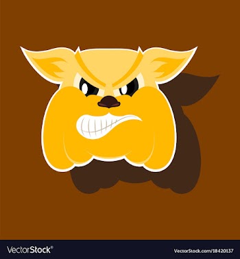 Paper sticker on theme angry bulldog animal vector image