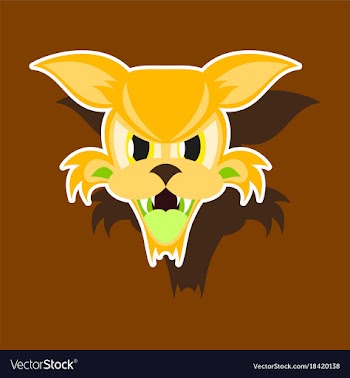 Paper sticker on theme angry cat animal vector image