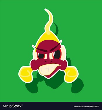 Paper sticker on theme angry fish animal vector image