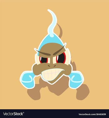 Paper sticker on theme angry fish animal vector image