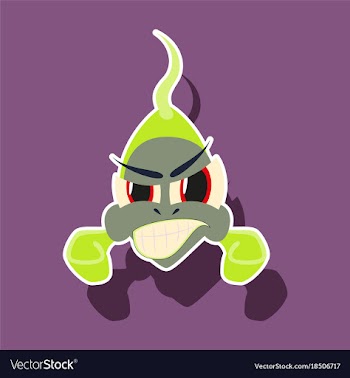 Paper sticker on theme angry fish animal vector image