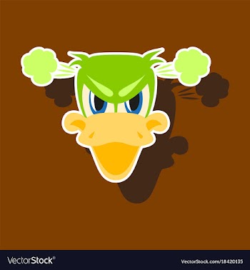 Paper sticker on theme animal evil duck vector image