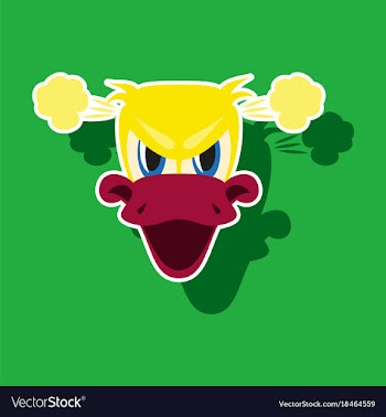 Paper sticker on theme animal evil duck vector image