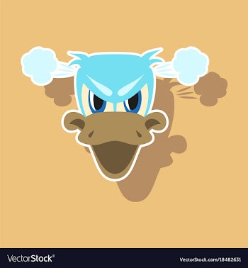 Paper sticker on theme animal evil duck vector image
