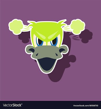 Paper sticker on theme animal evil duck vector image