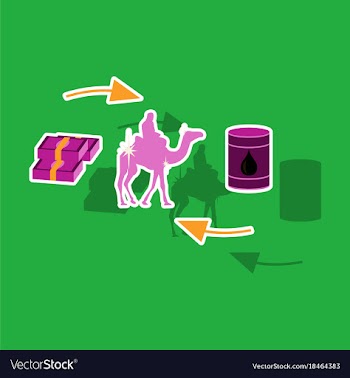 Paper sticker on theme arabic business camel sale vector image