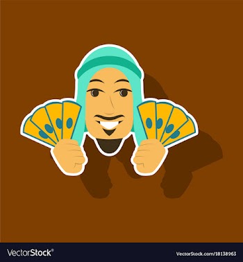 Paper sticker on theme arabic business muslim vector image