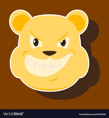 Paper sticker on theme evil animal angry bear vector image