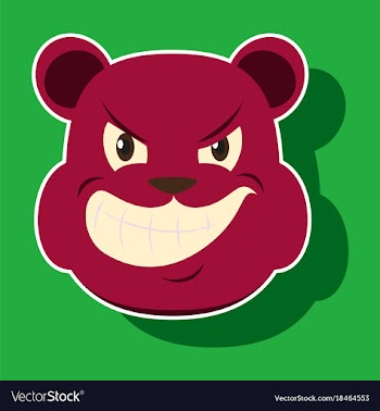 Paper sticker on theme evil animal angry bear vector image