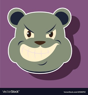 Paper sticker on theme evil animal angry bear vector image