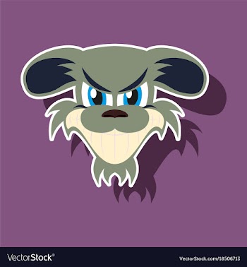 Paper sticker on theme evil animal angry dog vector image