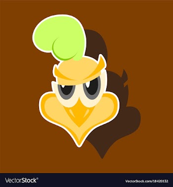 Paper sticker on theme evil animal hen vector image