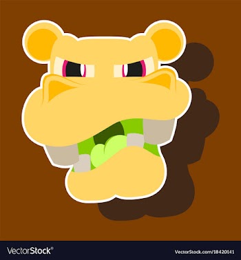 Paper sticker on theme evil animal hippo vector image