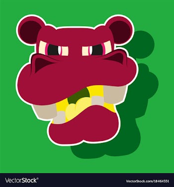 Paper sticker on theme evil animal hippo vector image