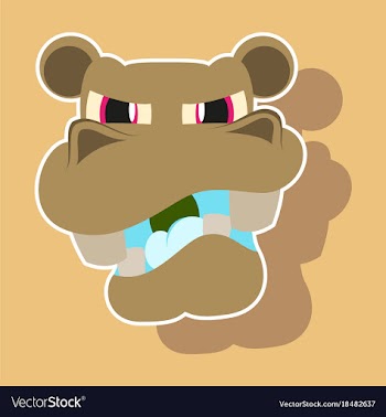 Paper sticker on theme evil animal hippo vector image