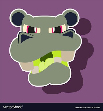 Paper sticker on theme evil animal hippo vector image