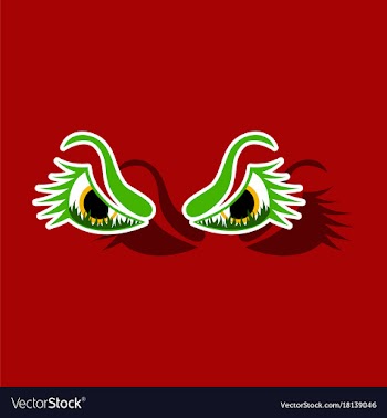 Paper sticker on theme evil emotions eyes vector image