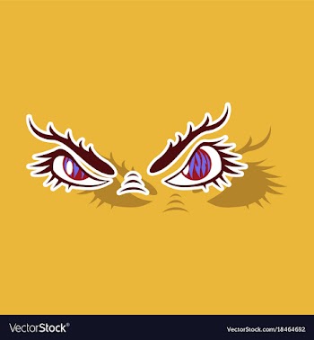 Paper sticker on theme evil emotions eyes vector image