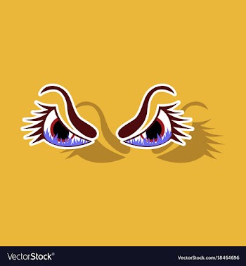 Paper sticker on theme evil emotions eyes vector image