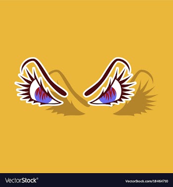 Paper sticker on theme evil emotions eyes vector image