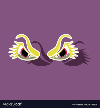 Paper sticker on theme evil emotions eyes vector image
