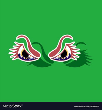 Paper sticker on theme evil emotions eyes vector image