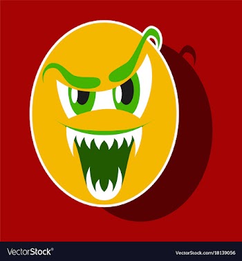 Paper sticker on theme evil emotions face vector image